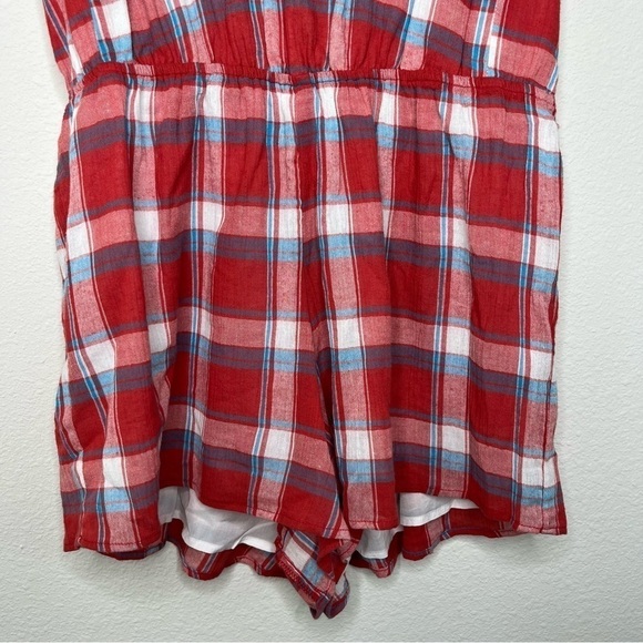 Blue Life Hope Romper 100% Cotton Low Back Gingham Red Blue Size Medium NWT - Picture 11 of 16